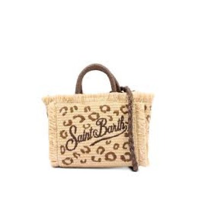 MC2 SAINT BARTH VANITY MINI STRAW N-SMALL BAG WITH STRAP-LEOPARD 18 EMB