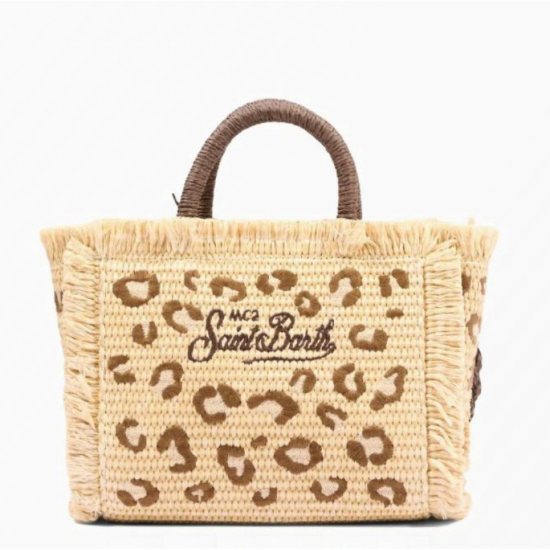 MC2 SAINT BARTH VANITY MINI STRAW N-SMALL BAG WITH STRAP-LEOPAR