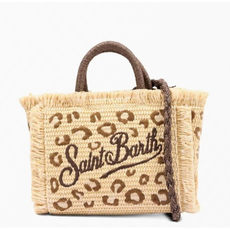 MC2 SAINT BARTH VANITY MINI STRAW N-SMALL BAG WITH STRAP-LEOPAR