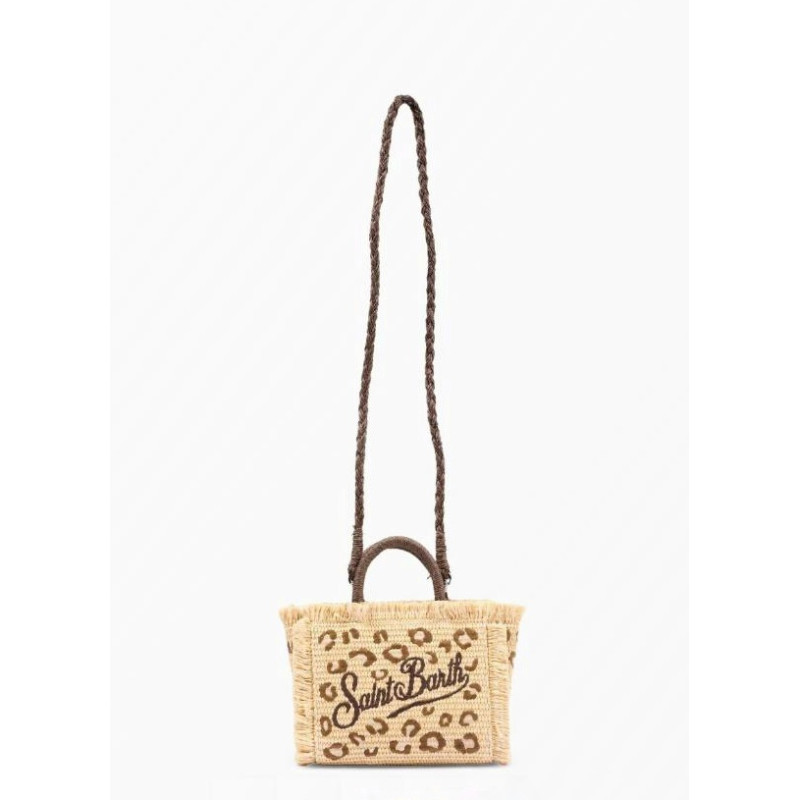 MC2 SAINT BARTH VANITY MINI STRAW N-SMALL BAG WITH STRAP-LEOPAR