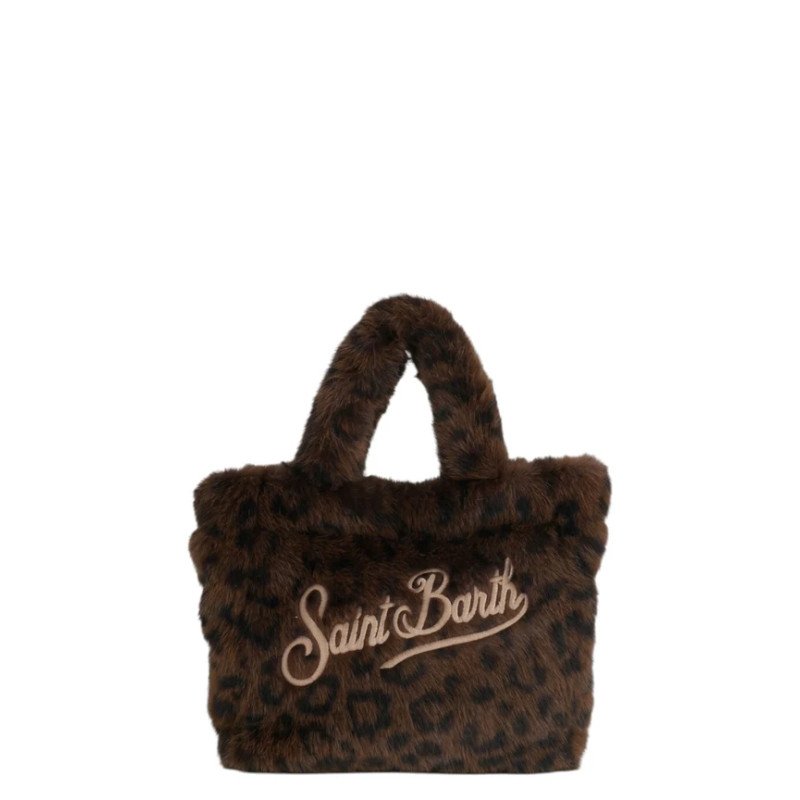 MC2 SAINT BARTH VANITY MINI SOFT FUR-SMALL BAG WITH STRAP-DARK LEOPARD 18 EMB