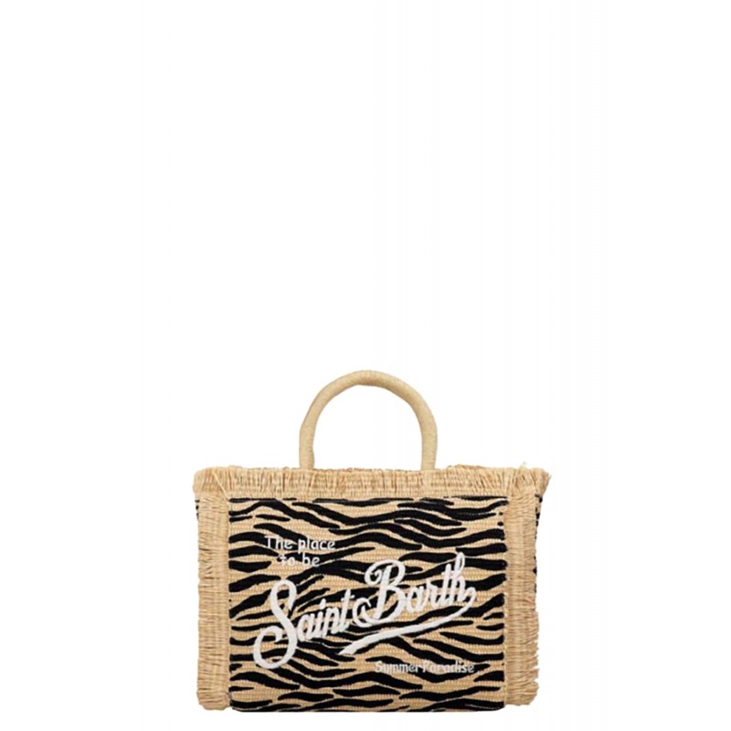MC2 SAINT BARTH VANITY STRAW N-STRAW  BAG WITH HANDLE-ZEBRA 0010 EMB