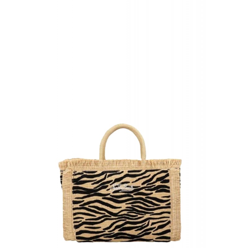 MC2 SAINT BARTH VANITY STRAW N-STRAW  BAG WITH HANDLE-ZEBRA 0010 EMB
