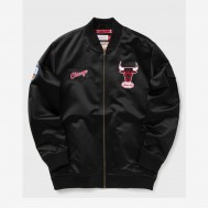 NBA SATIN BOMBER JACKET - CHICAGO BULLS (BLACK)