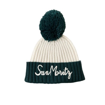 MC2 SAINT BARTH WENGEN P POMPON EMBELLISHED CAP MC2 SAINT BARTH WENGEN P POMPON EMBELLISHED CAP